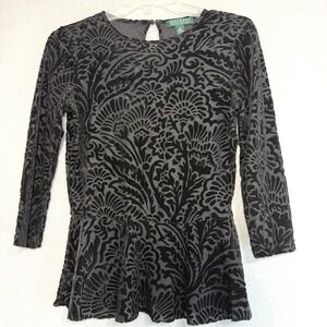 Lauren Ralph Lauren Women Velvet Burnout Peplum Size XS Whimsigoth Dark Romantic